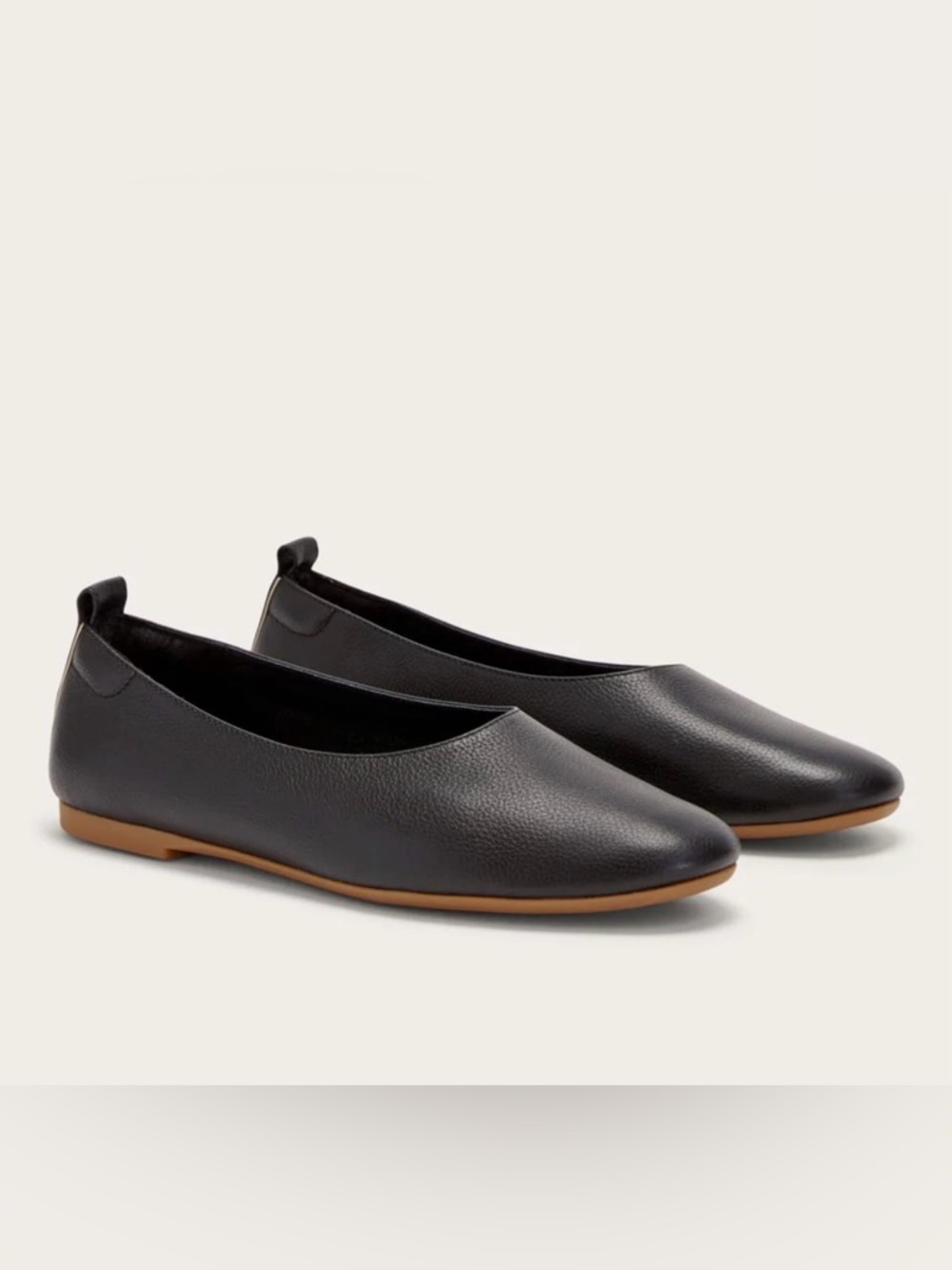 New Everlane Day Glove Italian Leather Ballet Flat Shoes in Black